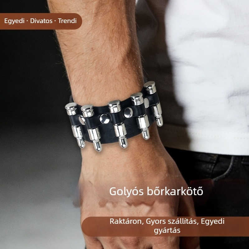 Új golyó alakú bőrkarkötő, punk stílusú, divatos férfi kiegészítő