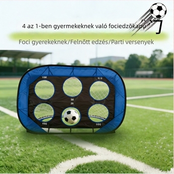 Kényelmes összecsukható gyerekek futball szett kültéri játékokhoz, 4-in-1 kapu-keret és futballállvány óvodásoknak