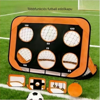 Kényelmes összecsukható gyerekek futball szett kültéri játékokhoz, 4-in-1 kapu-keret és futballállvány óvodásoknak
