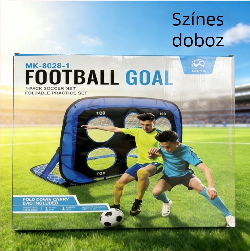 Kényelmes összecsukható gyerekek futball szett kültéri játékokhoz, 4-in-1 kapu-keret és futballállvány óvodásoknak