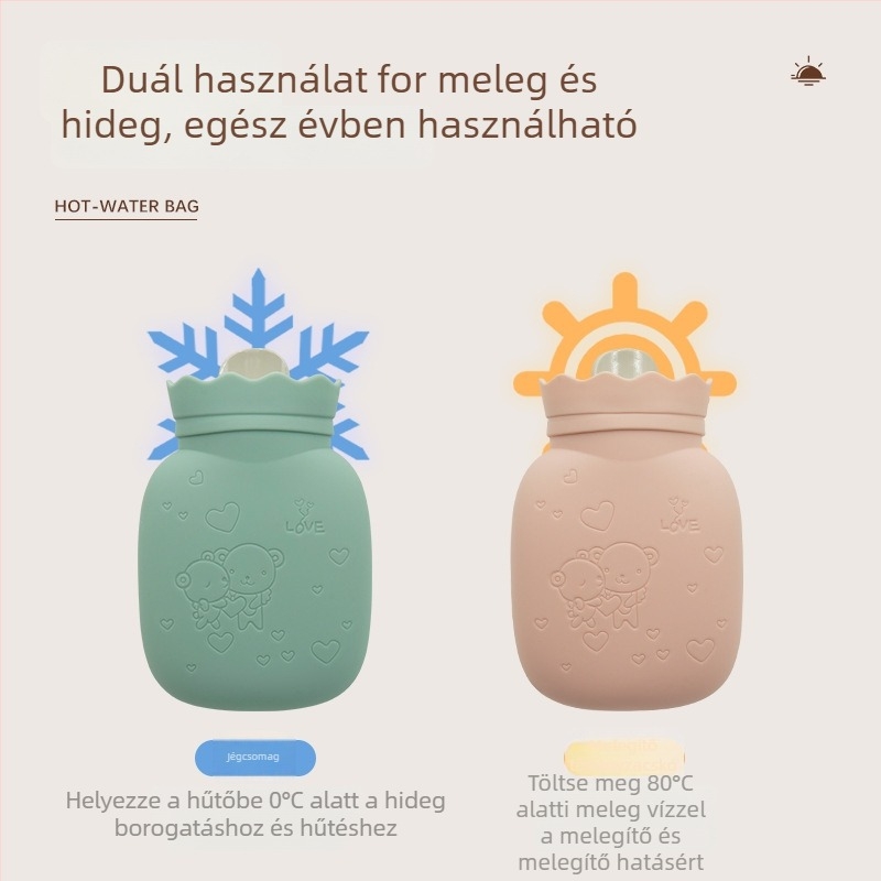 Sun hundred PVC melegvíz-palack, vízzel töltve, melegítés vízzel történő töltéssel, aranyos stílus.