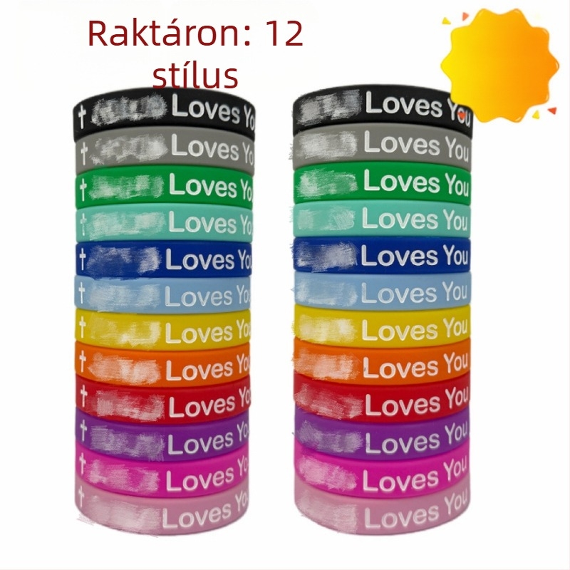 Szilikon- és gumib karkötők szöveges nyomtatással, unisex, körkörös forma, sportos stílus