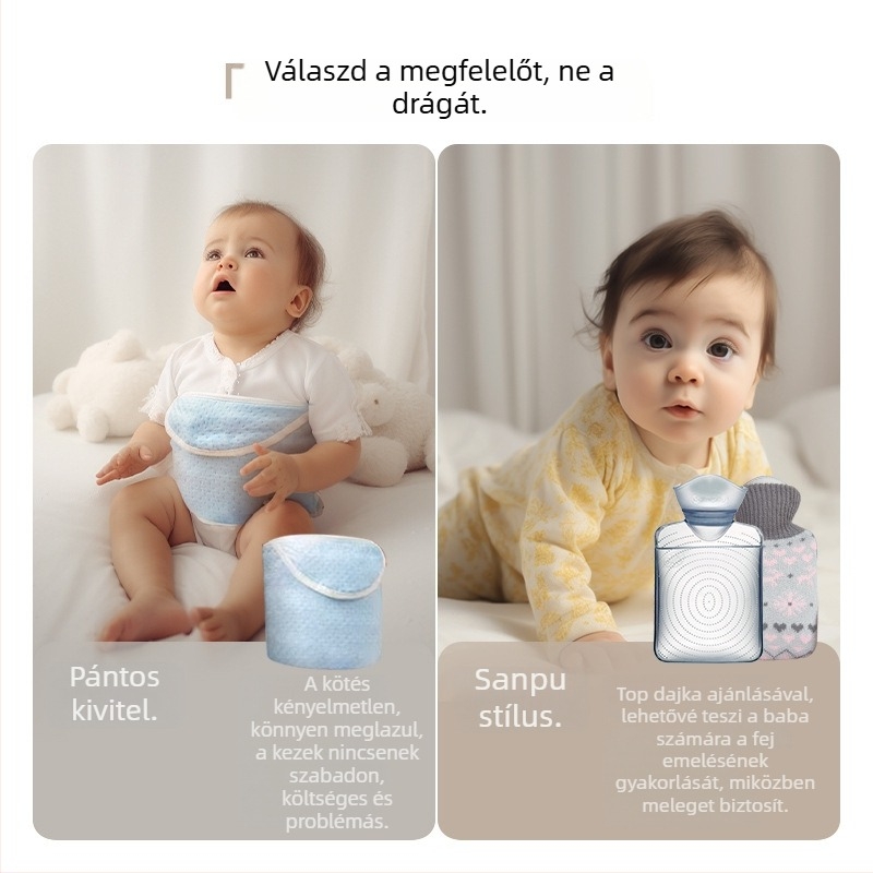 Samply Baba meleg vízzel töltött melegítő zacskója a hasra – kis méret, vízzel tölthető, kézmelegítő és hasfájások enyhítésére