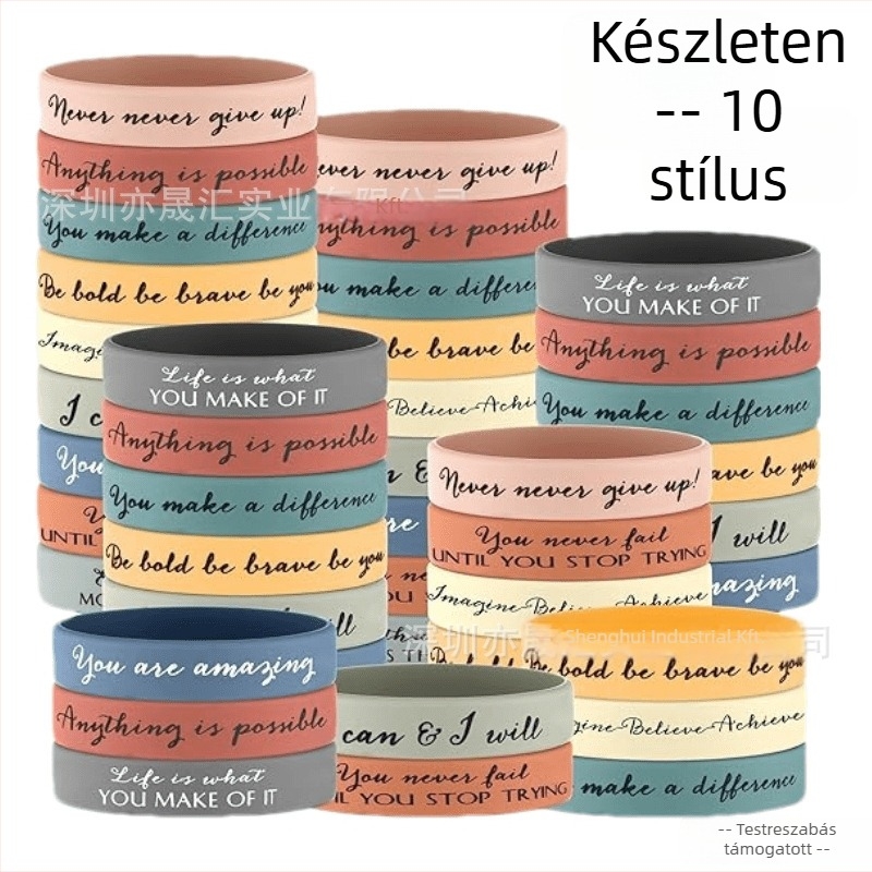 Szilikon ifjúsági karkötő — uniszex, geometriai forma, aranyos stílus, logóval nyomtatva (Anyag: Szilikon; Stílus: Aranyos; Modell: Uniszex; Forma: Geometriai; Logó nyomtatás: Igen)