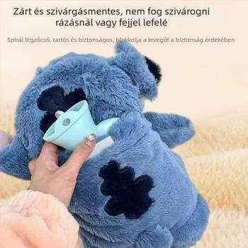 Stitch cartoon plüss melegítő palack vízzel töltve, nyomtatott textil anyag, fűtés vízzel történik, kézre, derékre, lábakra és hátra alkalmas