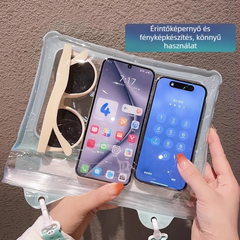 Telefonos vízálló táska érintőképernyővel, PVC vízálló tok úszáshoz és szabadtéri tevékenységekhez, rajzolt minta