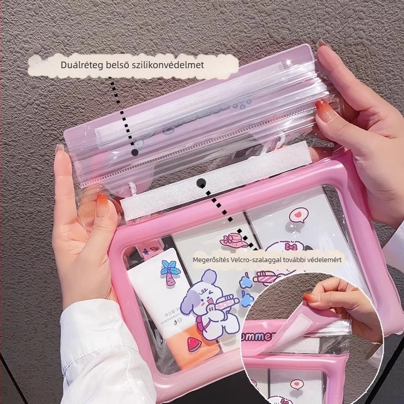 Telefonos vízálló táska érintőképernyővel, PVC vízálló tok úszáshoz és szabadtéri tevékenységekhez, rajzolt minta