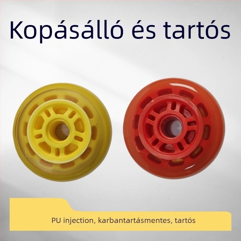 PU kerék robogókhoz, babakocsikhoz, twist autókhoz és bevásárlókocsikhoz — egyetlen kerék, PU/PP anyag, gyermekek számára alkalmas