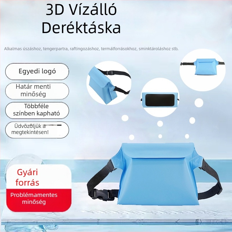 3D vízálló deréktáska, nagy kapacitású, ideális a tengerparti, úszási és vízi sportokhoz