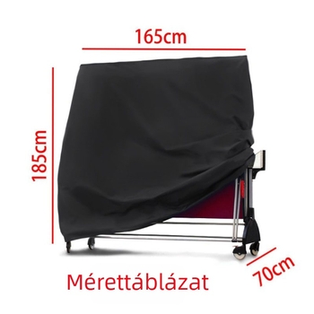 Kültéri pingpongasztal-védő, méretek 165 × 70 × 185 cm, vízálló és porálló Oxford anyagból, összecsukható esővédő, otthoni használatra
