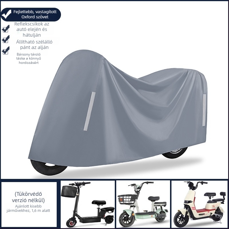 Elektromos jármű esővédő takaró, vastag Oxford vászon, teljes lefedés, napsugárzás elleni védelem, porálló védelem motorkerékpárok és elektromos kétkerekűek számára