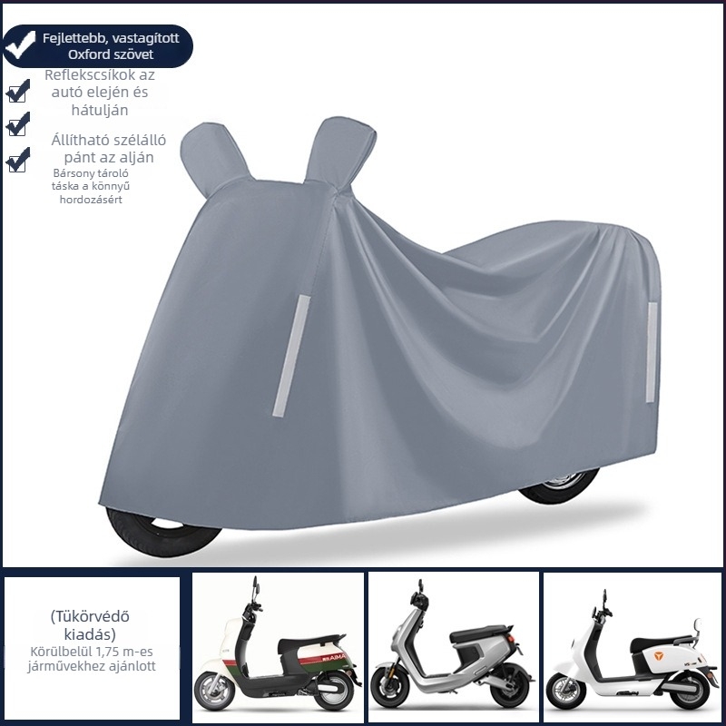Elektromos jármű esővédő takaró, vastag Oxford vászon, teljes lefedés, napsugárzás elleni védelem, porálló védelem motorkerékpárok és elektromos kétkerekűek számára