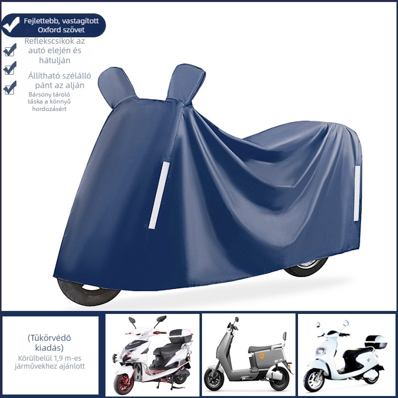 Elektromos jármű esővédő takaró, vastag Oxford vászon, teljes lefedés, napsugárzás elleni védelem, porálló védelem motorkerékpárok és elektromos kétkerekűek számára