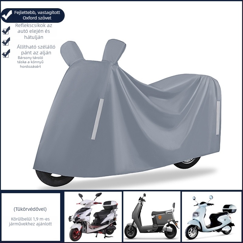Elektromos jármű esővédő takaró, vastag Oxford vászon, teljes lefedés, napsugárzás elleni védelem, porálló védelem motorkerékpárok és elektromos kétkerekűek számára