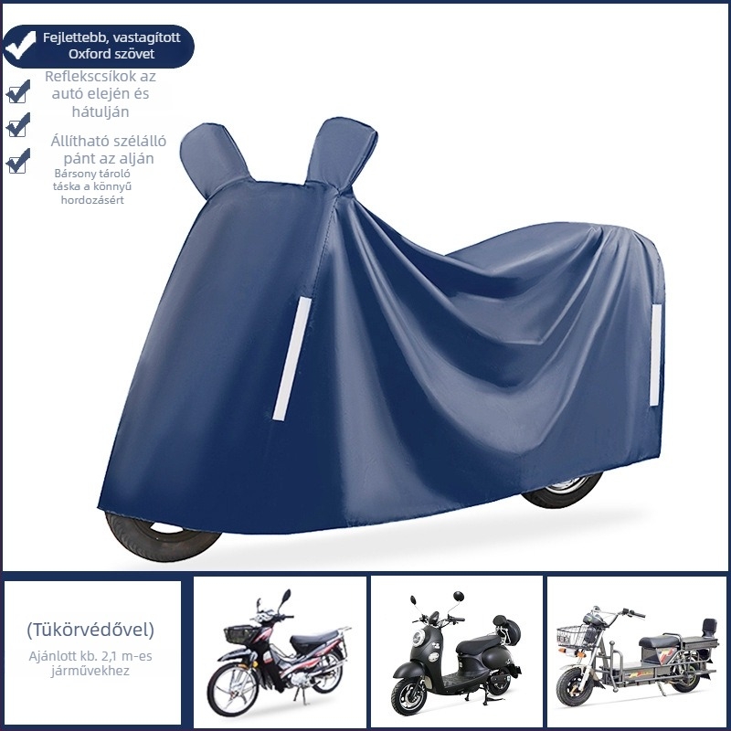 Elektromos jármű esővédő takaró, vastag Oxford vászon, teljes lefedés, napsugárzás elleni védelem, porálló védelem motorkerékpárok és elektromos kétkerekűek számára