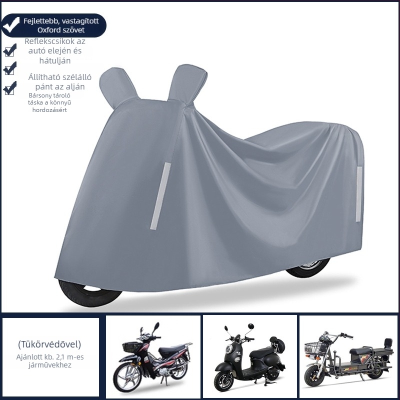 Elektromos jármű esővédő takaró, vastag Oxford vászon, teljes lefedés, napsugárzás elleni védelem, porálló védelem motorkerékpárok és elektromos kétkerekűek számára