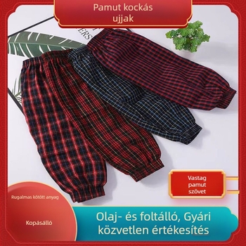 Kockás pamut ujjjvédők kültéri munkához – légáteresztő, napvédelem, szennyeződés- és olajálló (Egy méret)
