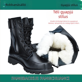 Uniszex gyapjú bakancs velúr béléssel, magasan szárú, acél orral és acél talppal (acél orr, acél talp, velúr bélés, magas szár, téli)