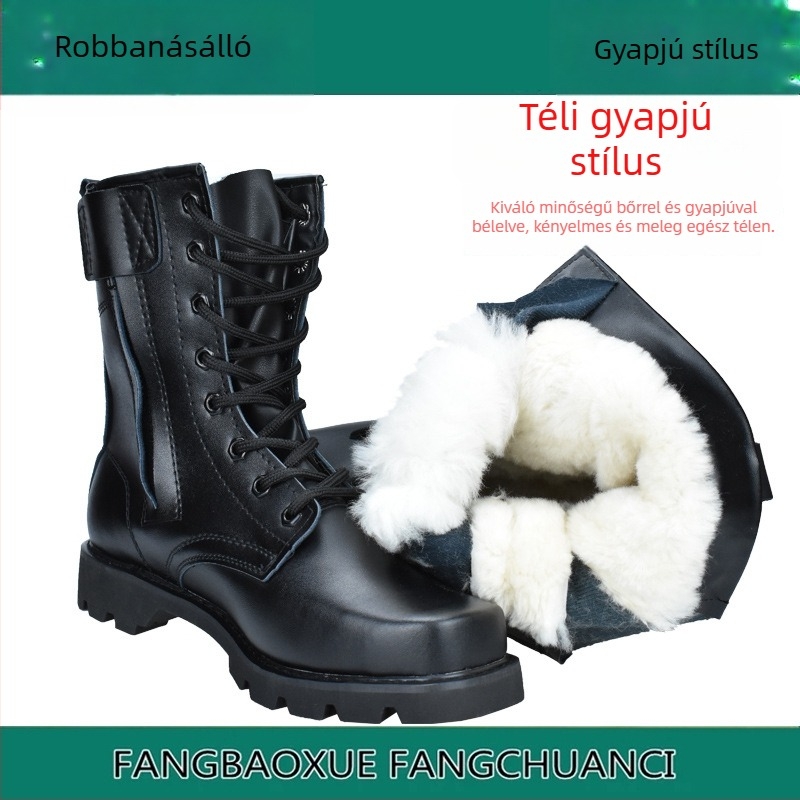 Uniszex gyapjú bakancs velúr béléssel, magasan szárú, acél orral és acél talppal (acél orr, acél talp, velúr bélés, magas szár, téli)