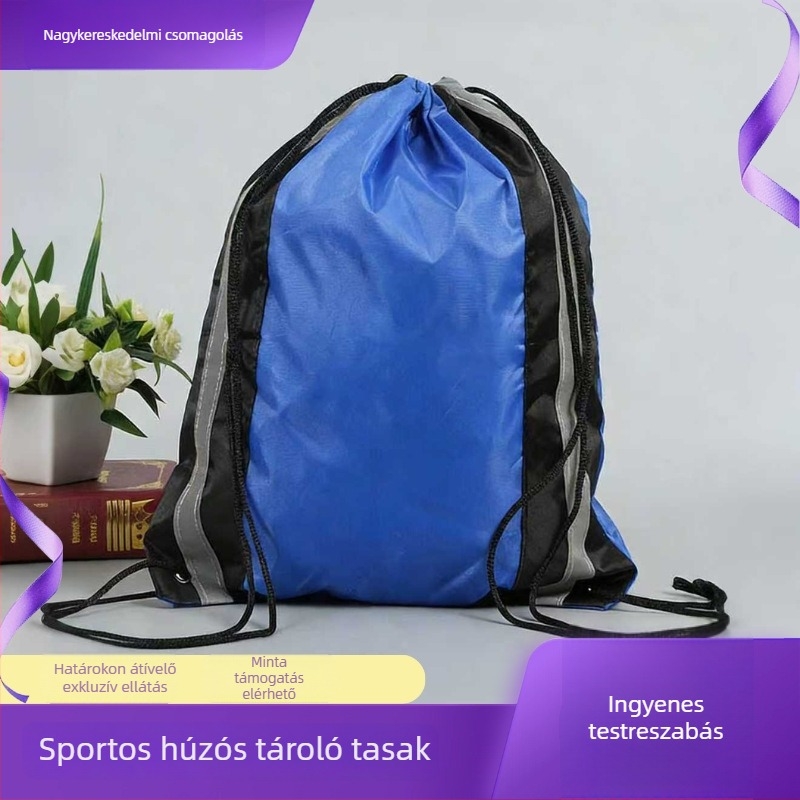 Húzózsinóros cipő tároló táska – testreszabható anyag; logónyomás elérhető hőtranszferrel vagy szitanyomással.