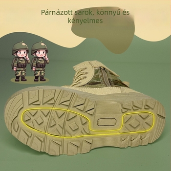 Gyermekeknek szóló kamuflázt mintás terepfutó bakancs, magas szárú, kopásálló, uniszex