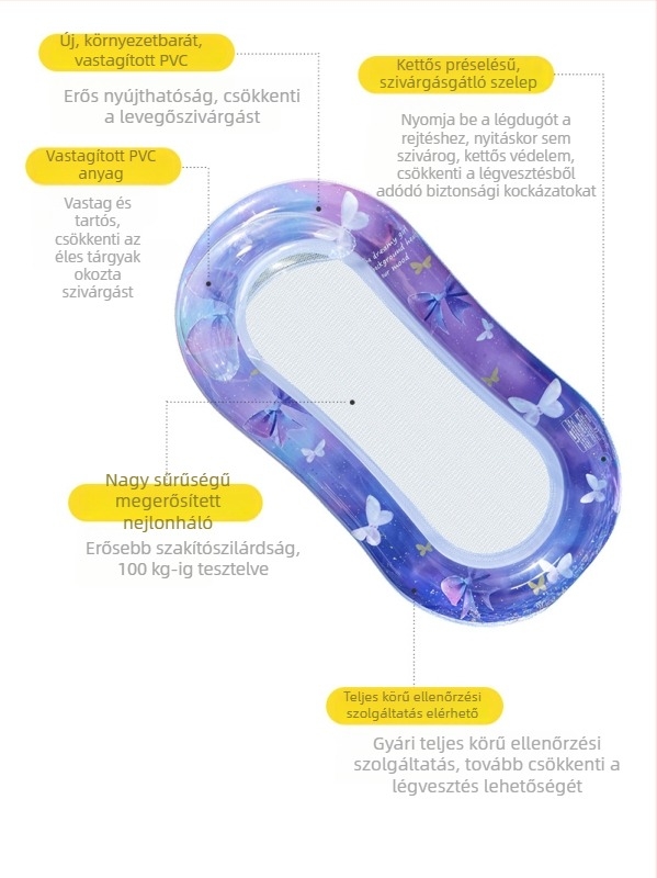 PVC-ből készült felfújható úszóágy medencéhez – pihenés medencés bulikhoz