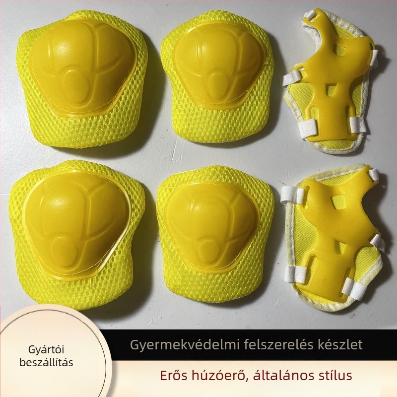 6 részes gyerekeknek szóló görkorcsolya védőfelszerelés készlet – sisak, csuklóvédő, könyök- és térdvédők