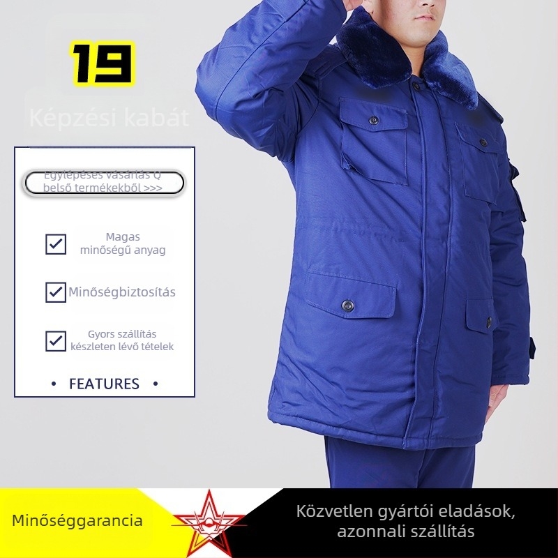 Tűzoltó kiképző kabát téli használatra – vastagított pamut-keverék, légáteresztő, vízálló, szélvédett