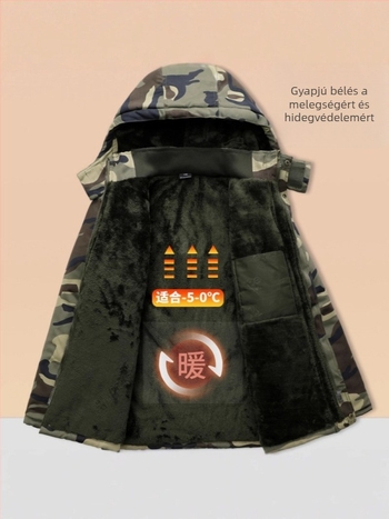 Téli teljes testű fleece szett, meleg, szigetelt, szélálló, kamuflázs