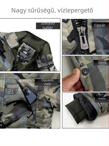 Téli teljes testű fleece szett, meleg, szigetelt, szélálló, kamuflázs