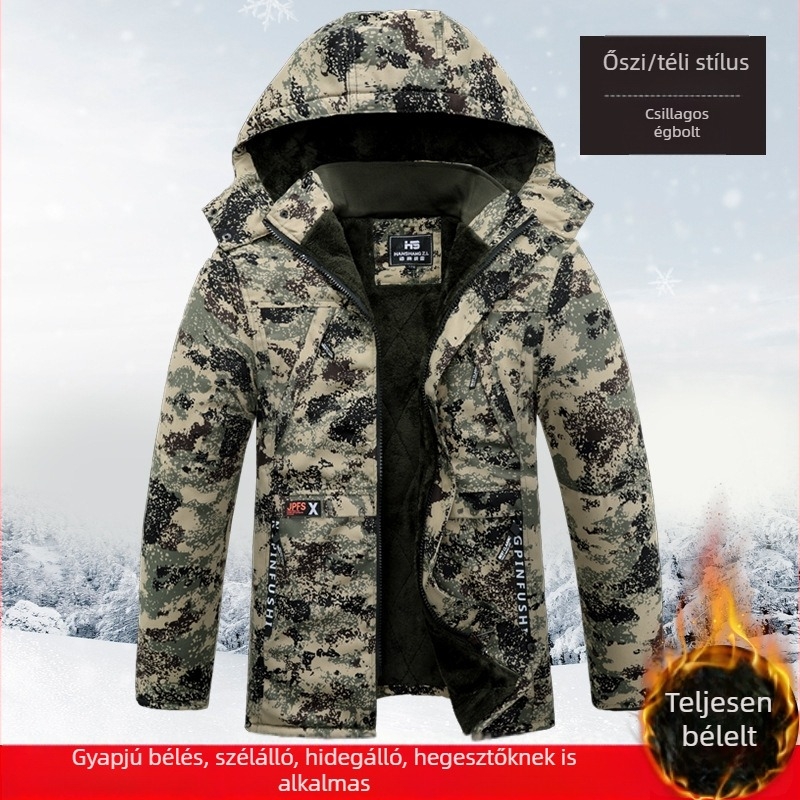 Téli teljes testű fleece szett, meleg, szigetelt, szélálló, kamuflázs