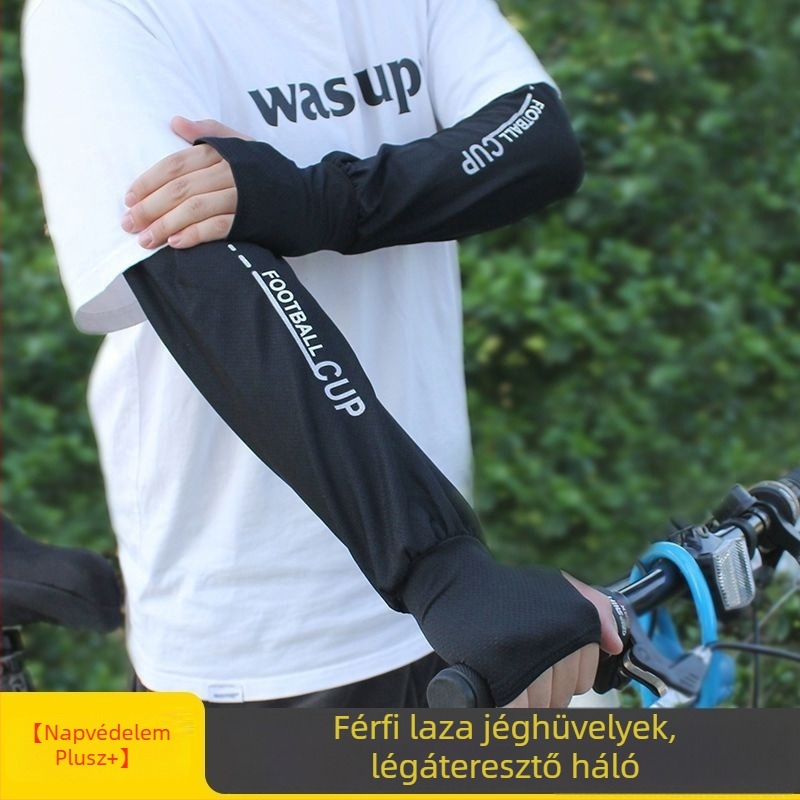Férfi laza, lélegző UV-védett Ice Silk karvédők kerékpározáshoz, kültéri használatra