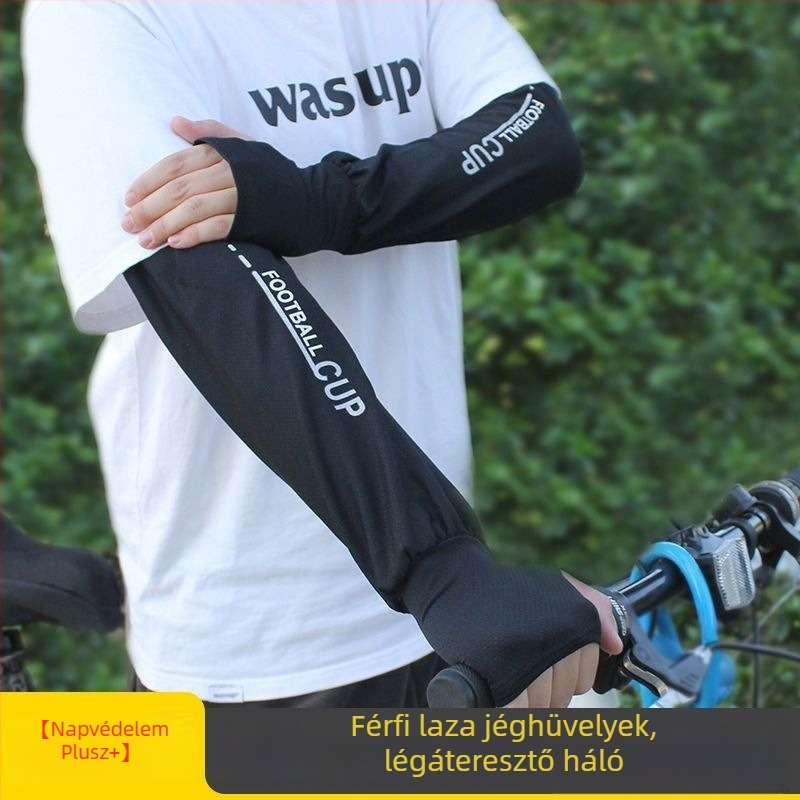 Férfi laza, lélegző UV-védett Ice Silk karvédők kerékpározáshoz, kültéri használatra
