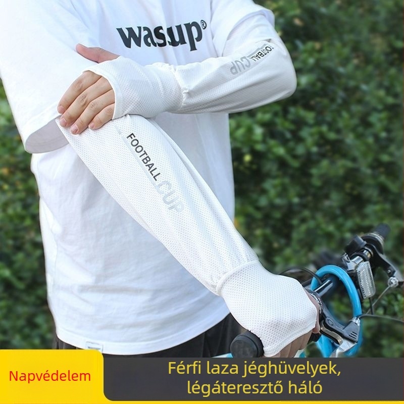 Férfi laza, lélegző UV-védett Ice Silk karvédők kerékpározáshoz, kültéri használatra