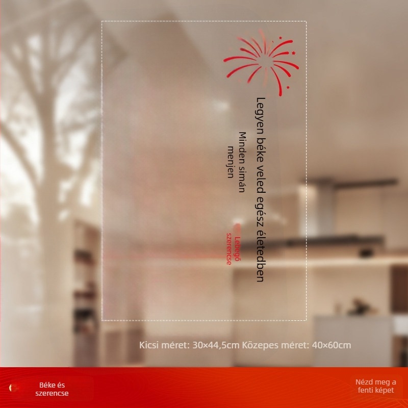 Ablaküveg matrica Fu karakterrel (PVC; statikus tapadás; kétoldalú nyomtatás; Új kínai stílus; egyedi feldolgozás)