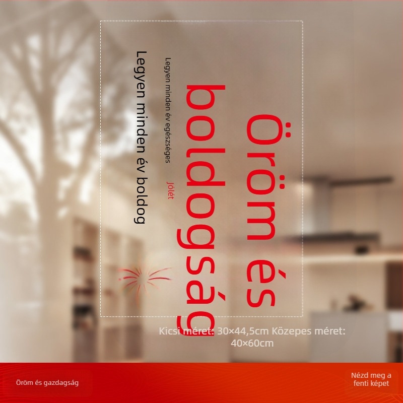 Ablaküveg matrica Fu karakterrel (PVC; statikus tapadás; kétoldalú nyomtatás; Új kínai stílus; egyedi feldolgozás)