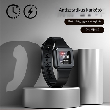 Gyerekeknek szánt antistatikus karkötő, USB töltés, szilikon szíj, 90 mAh, 15–21 napos akkumulátor-üzemidő, gombos működés, sportos dizájn