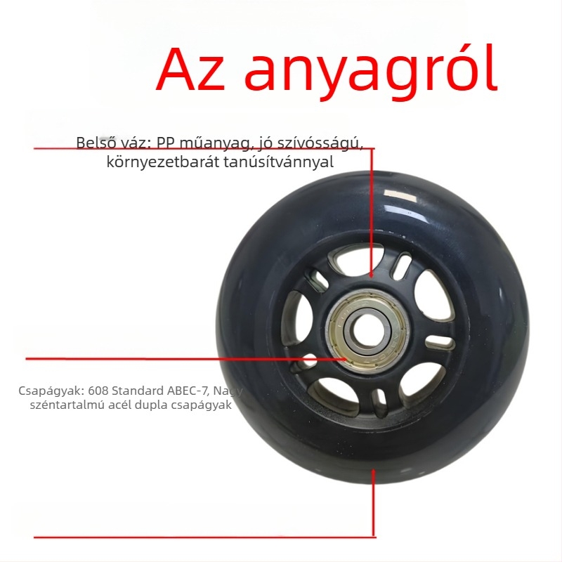 64 mm PU kerekek görkorcsolyákhoz felnőttek és gyerekek számára, kopásálló, csendes