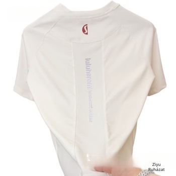 Rövid ujjú póló kerek nyakú, csíkos minta, selyem anyag, lélegző