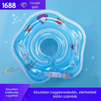 Felfújható baba nyakgyűrű, kettős légzsákkal, állítható, karikatúra mintázat, PVC anyag.