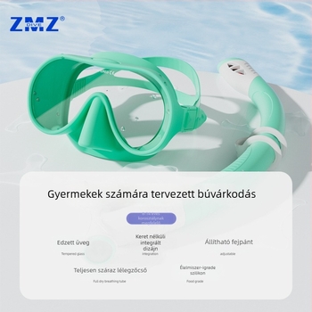 Gyerekeknek szóló snorkel-készlet szilikon maszkkal, nagy kerettel és sznorkollal — ZMZDIVE