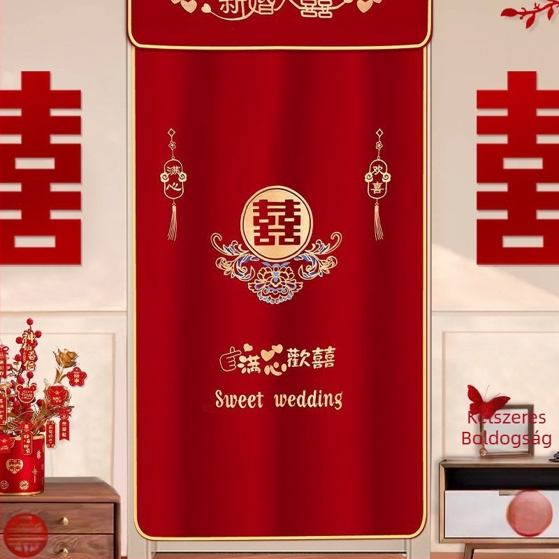 Ajtófüggöny esküvői dekorációhoz „Double Happiness” motívummal, műanyagból, helyszín rendezés kellékek, márka Press fen