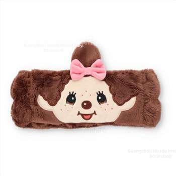 Japán stílusú Monchhichi plüss hajpánt nyuszifüllel és masnival, lányoknak, arcmosásra, sminkhez és sporthoz
