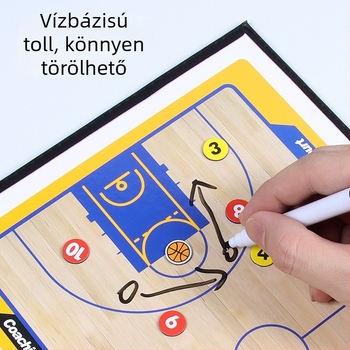 Kosárlabda és futball taktikai tábla – PVC mágneses összecsukható edző tábla, 2,5x, 30 db