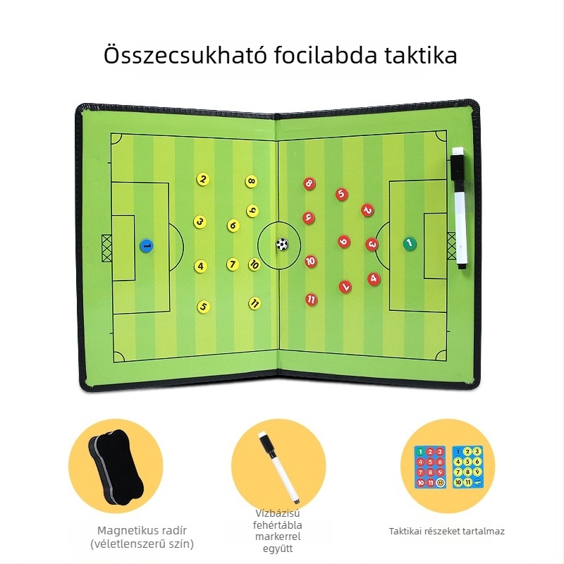 Kosárlabda és futball taktikai tábla – PVC mágneses összecsukható edző tábla, 2,5x, 30 db