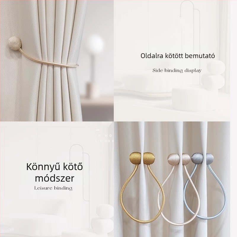 Mágneses csattal ellátott függönypántok készlet - folyékony selyem + magnet, modern minimalista stílus, testreszabható