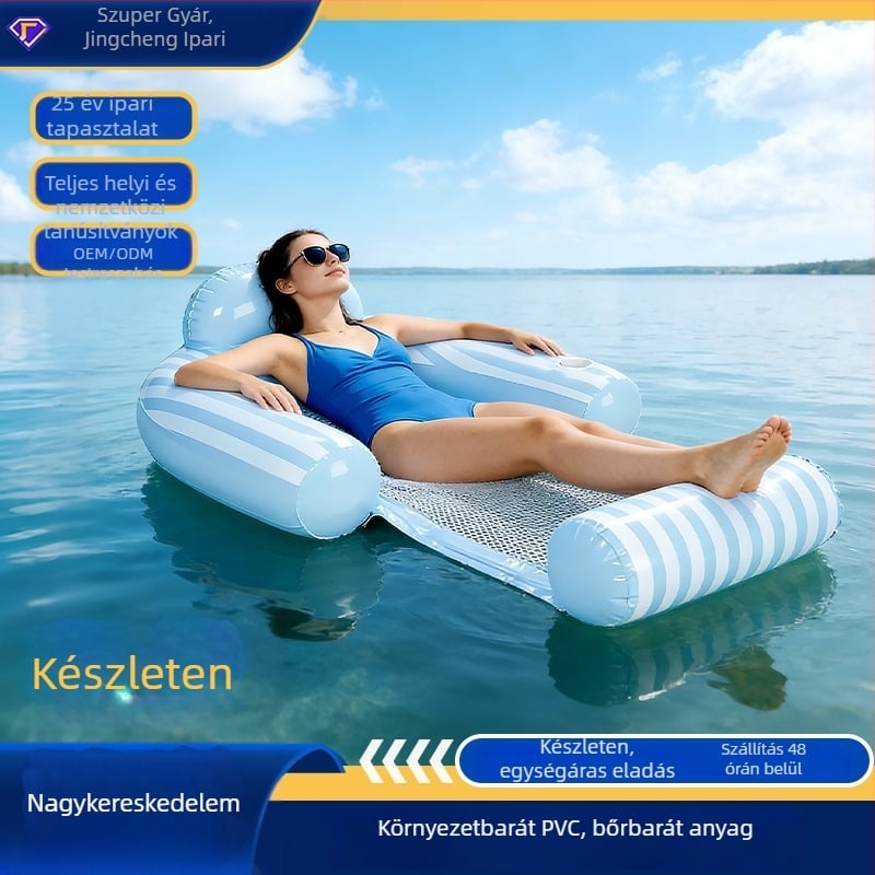Úszó felfújható napozóágy a medencéhez – átlátszó PVC, modell ZYTY416456, Saide Huike