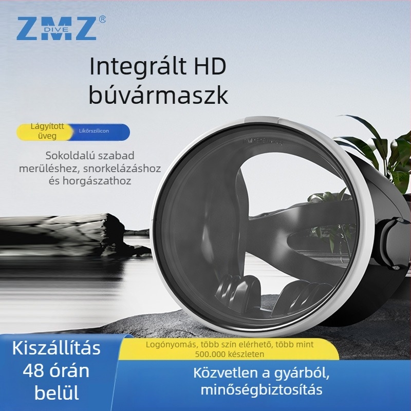 Nagy keretes búvármaszk, tükrös lencsékkel, szilikon anyagból, felnőtteknek, univerzális illeszkedés