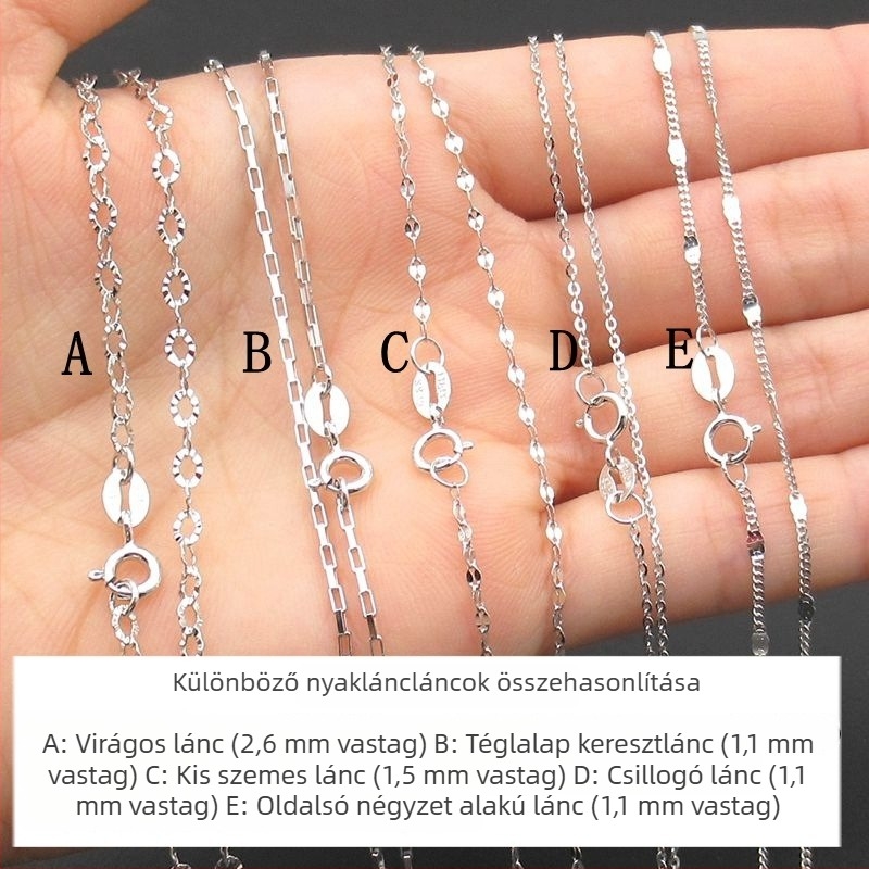 S925 ezüst női nyaklánc, trendi rövid kulcscsonti lánc, megfizethető luxus, ultra finom csillogású O-lánc