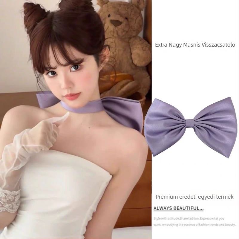 Textil anyagú nyakpánt masnival és O‑lánccal, koreai stílusú, egyrétegű, friss és édes